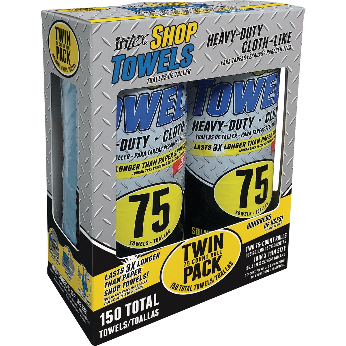 Intex Supply 10 In. x 11 In. Twin Pack Heavy-Duty Shop Towel (75-Sheets/Roll)