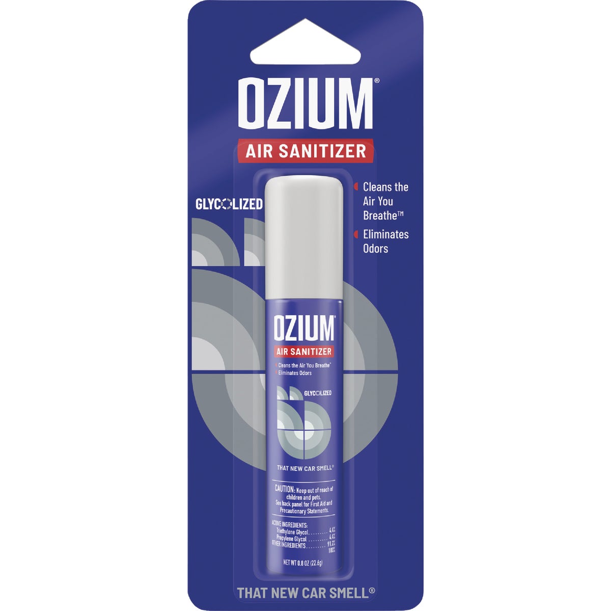 Ozium 0.8 Oz. Car Air Freshener/Sanitizer Spray, New Car Scent