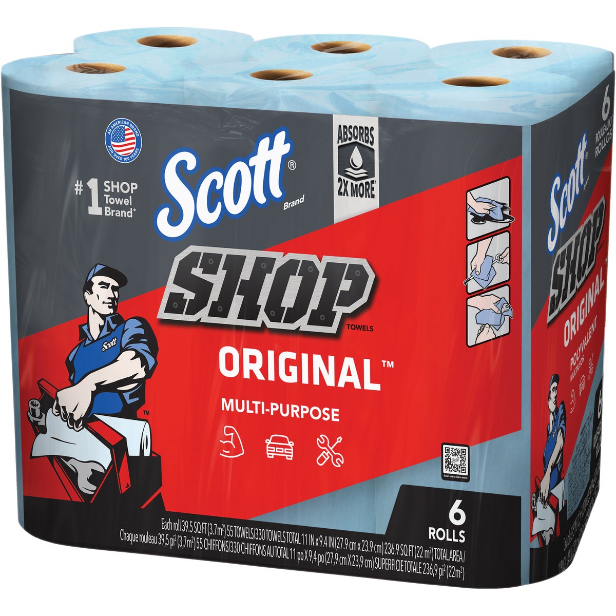 Scott 11 In. W x 9.4 In. L Disposable Original Shop Towel (6-Roll/330-Sheets)