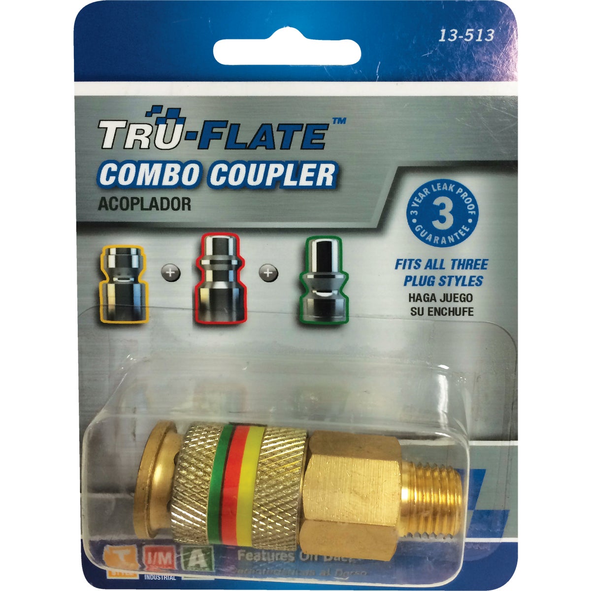 Tru-Flate Combo-Coupler 1/4 In. MNPT Brass Coupler