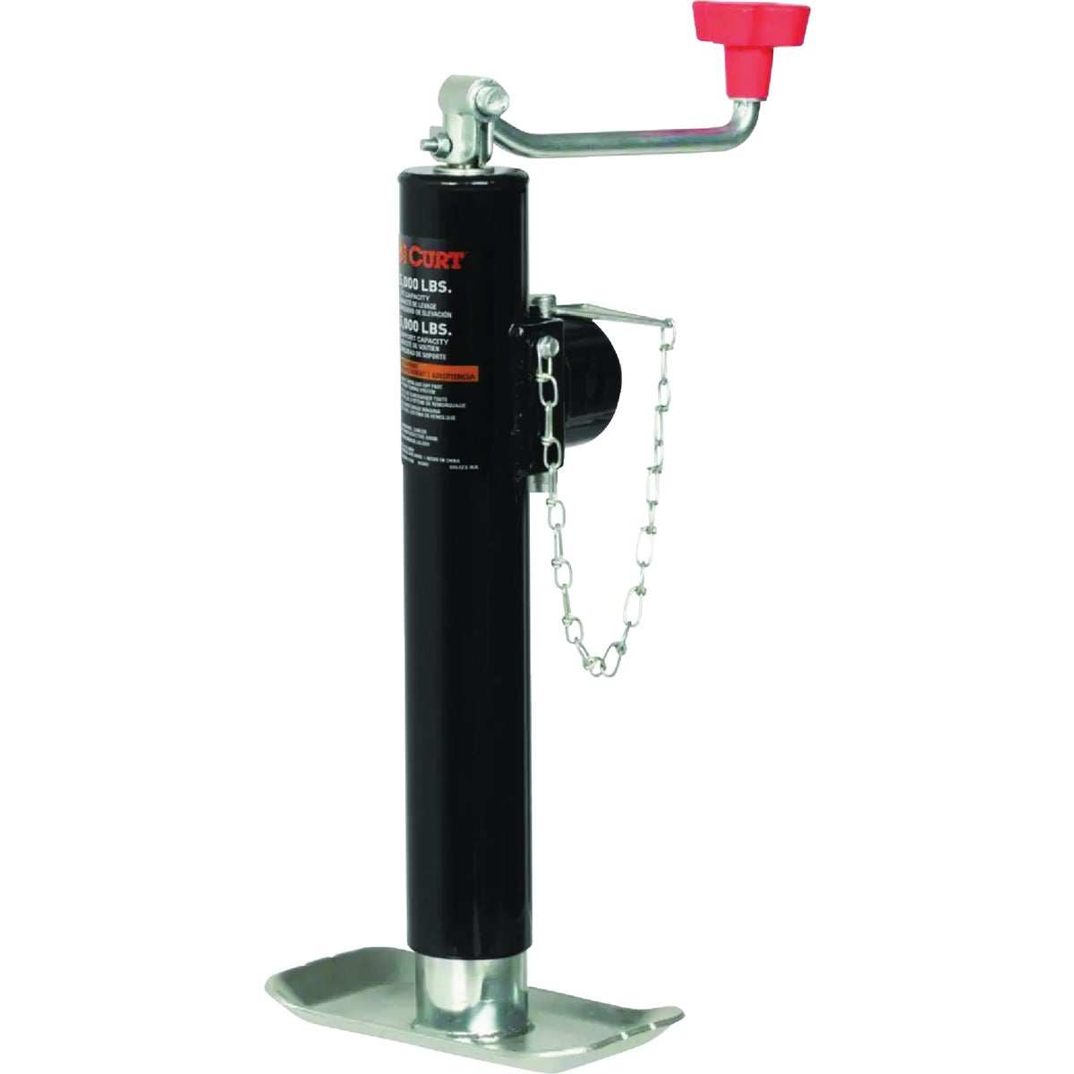 CURT 5000 Lb. Pipe-Mount Swivel Trailer Jack with Top Handle, 10 In. Travel