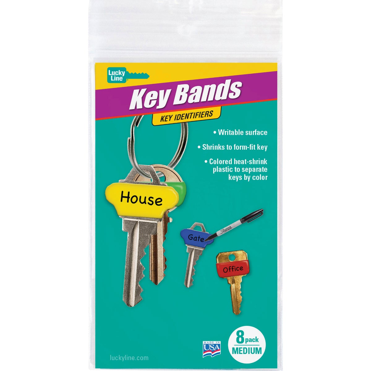 Lucky Line Write-On Key Band Identifiers (8-Pack)