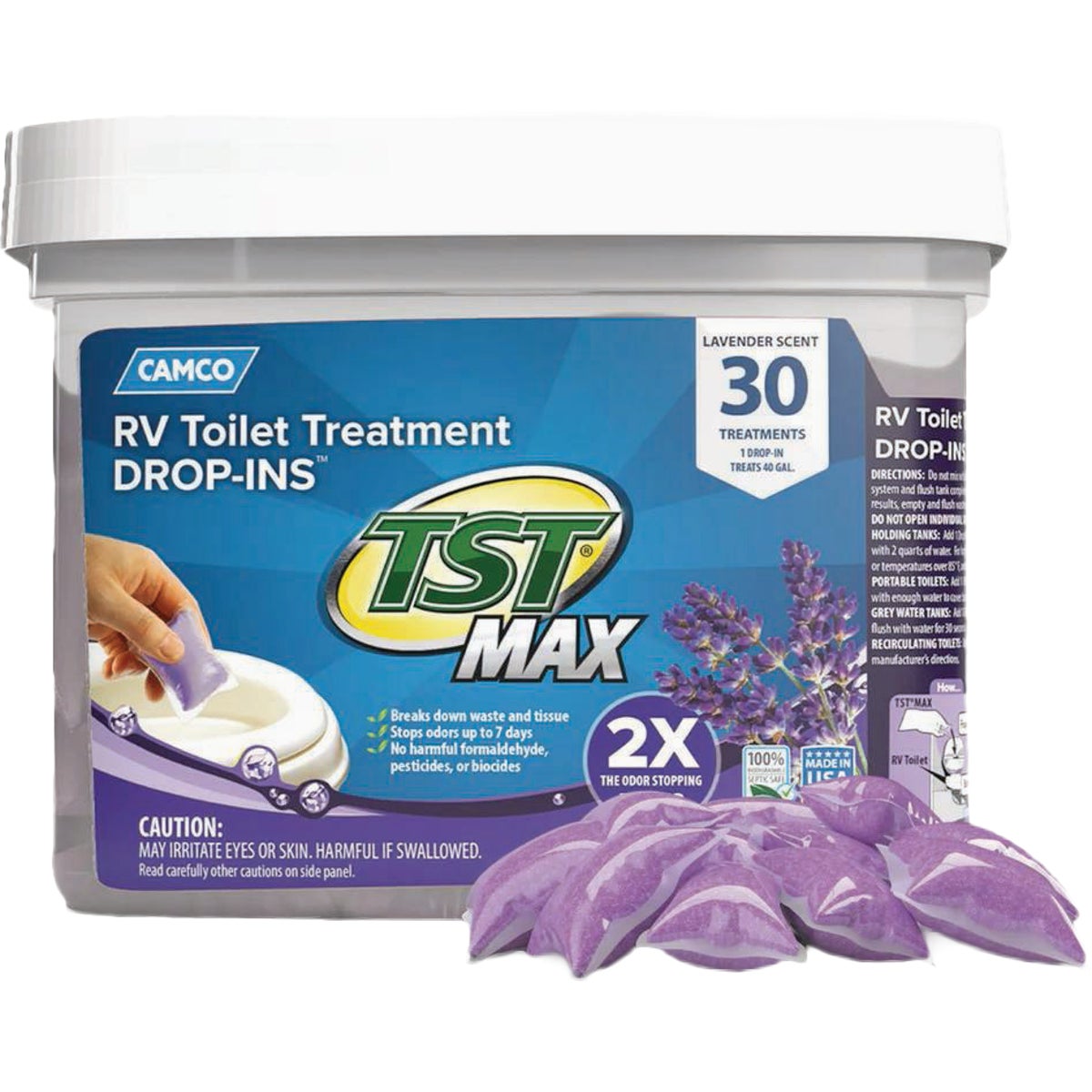 Camco TST MAX RV Toilet Treatment Drop-Ins, Lavender (30-Ct.)
