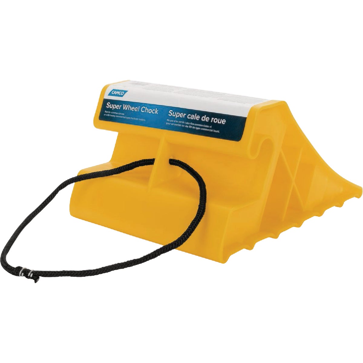 Camco Yellow Plastic RV Super Wheel Chock with Rope