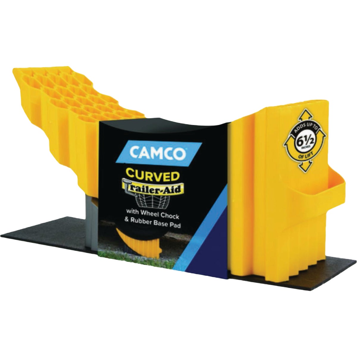 Camco Heavy-Duty Curved Trailer Aid with Chock and Pad