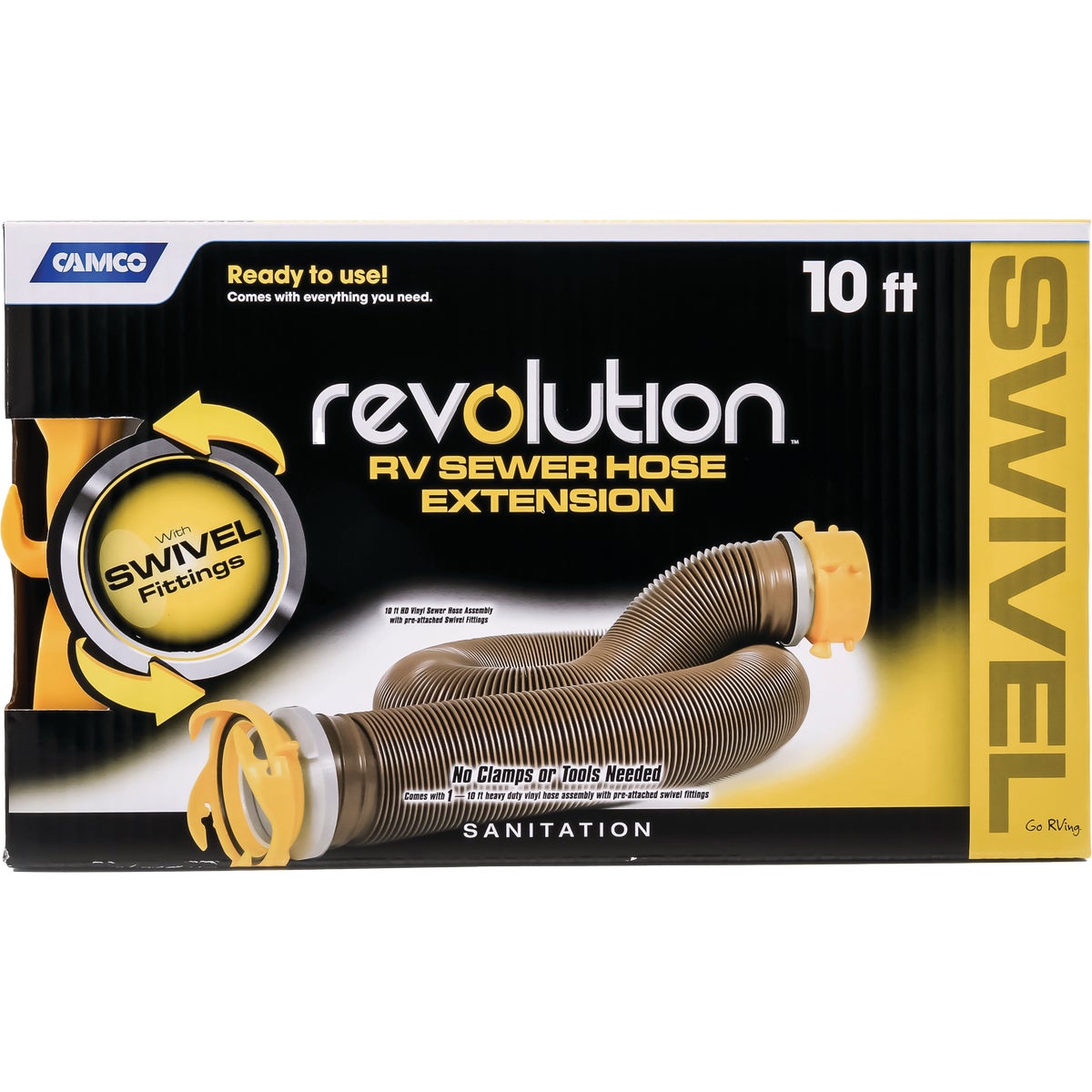 Camco Revolution 360 10 Ft. Heavy Duty Sewer Hose with Swivel Fittings