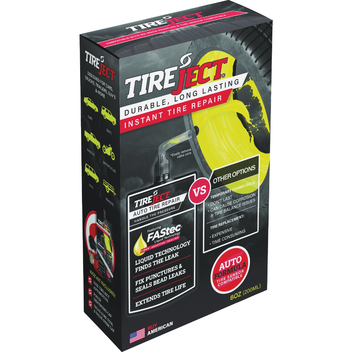 TireJect Car/Sedan 6 Oz. Instant Tire Repair Kit