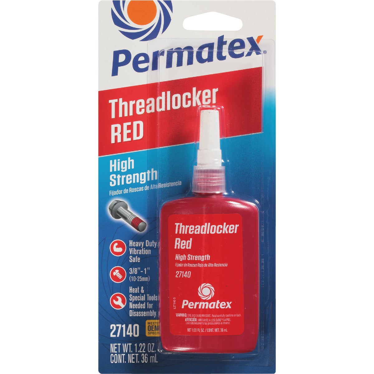 PERMATEX 1.22 Oz. Red High Strength Threadlocker