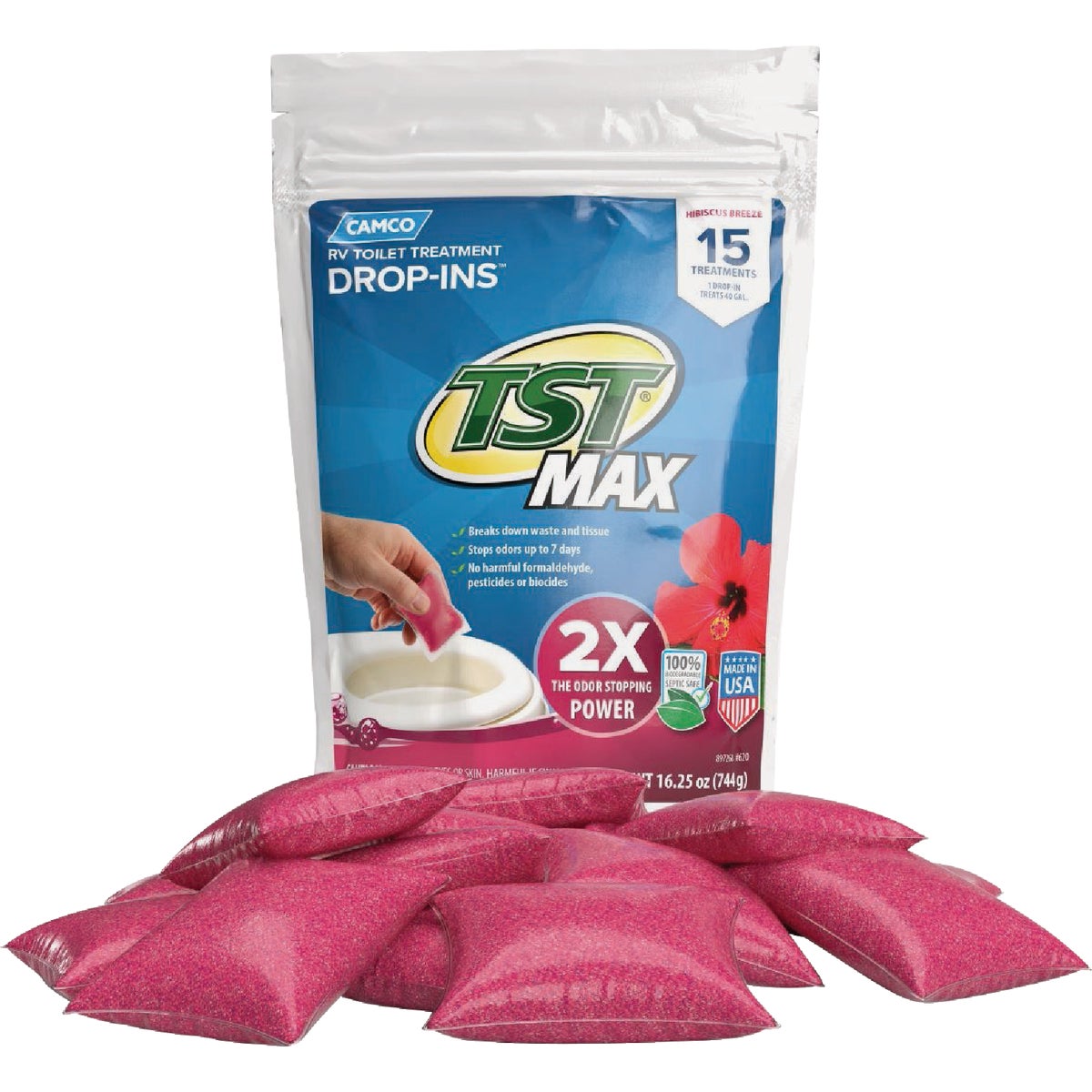 Camco TST Max Hibiscus Breeze RV Toilet Treatment Drop-Ins (15-Pack)