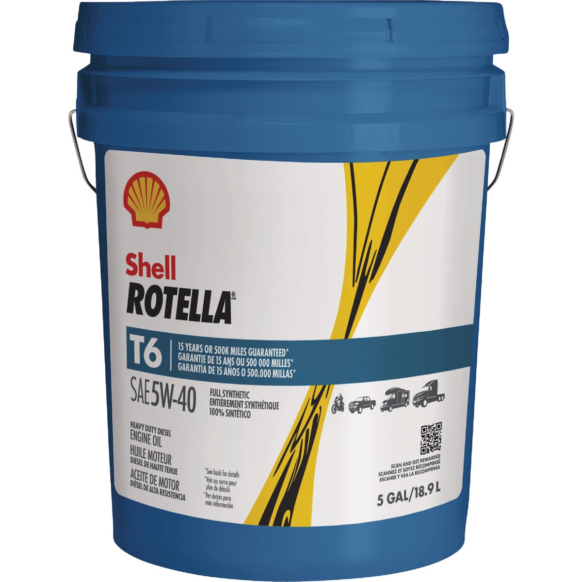 Rotella Shell T6 5W40 Oil, 5 Gal.