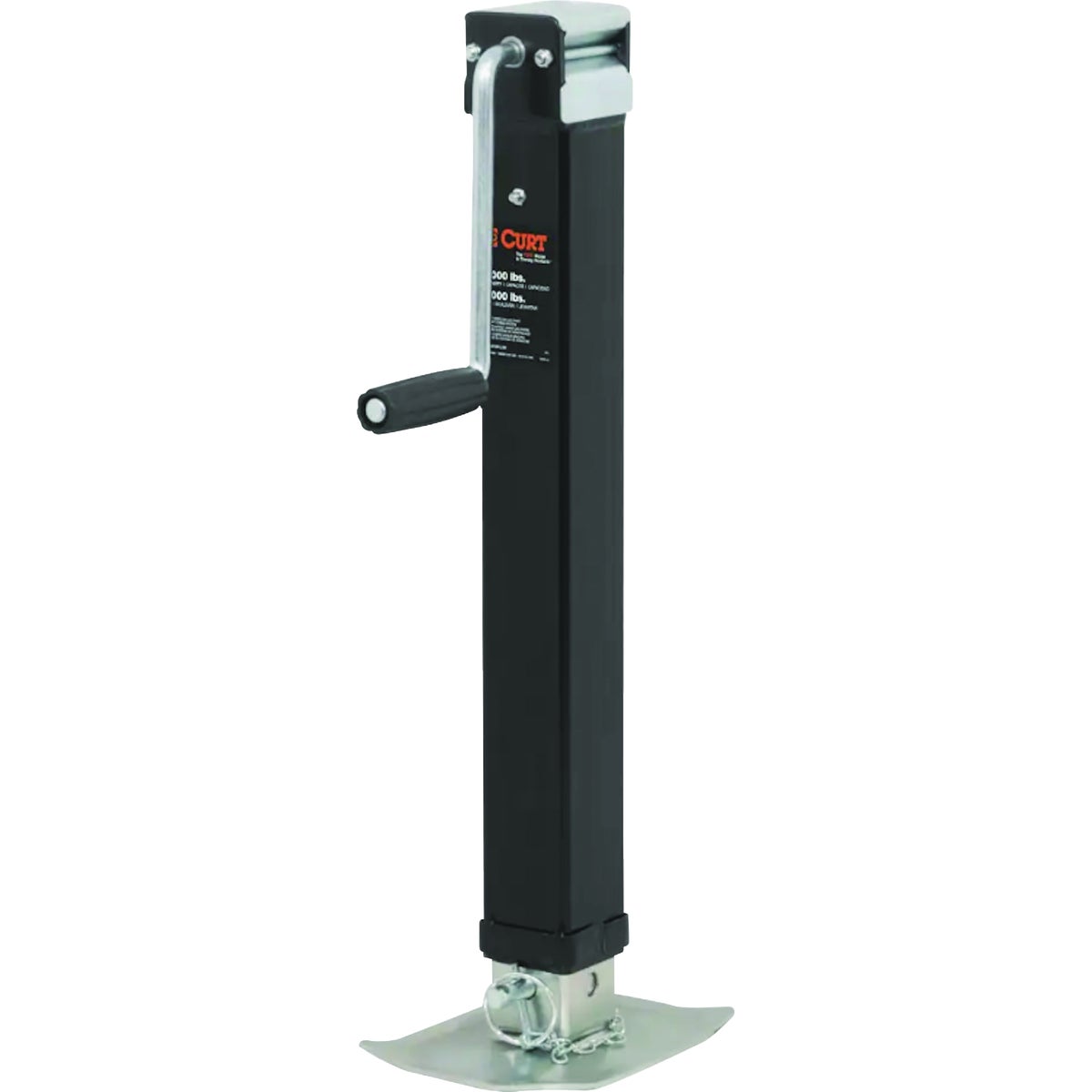 Curt 8,000 Lb. Direct-Weld Square Jack With Side Handle, 15 In. Travel