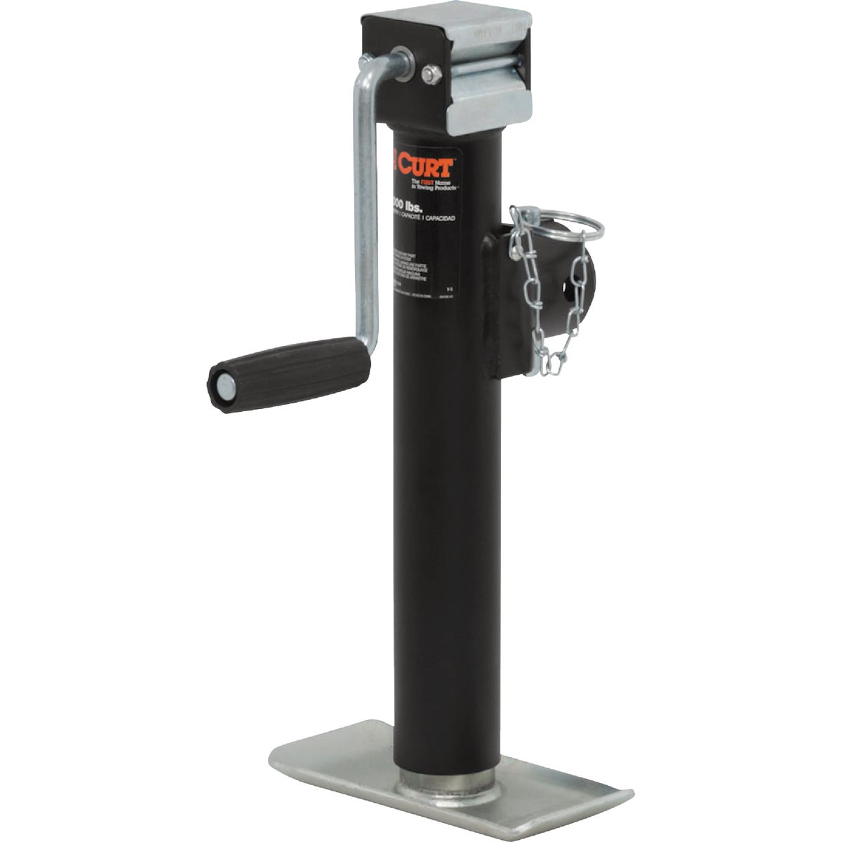 CURT 2000 Lb. Sidewind Pipe-Mount Swivel Trailer Jack, 10 In. Travel