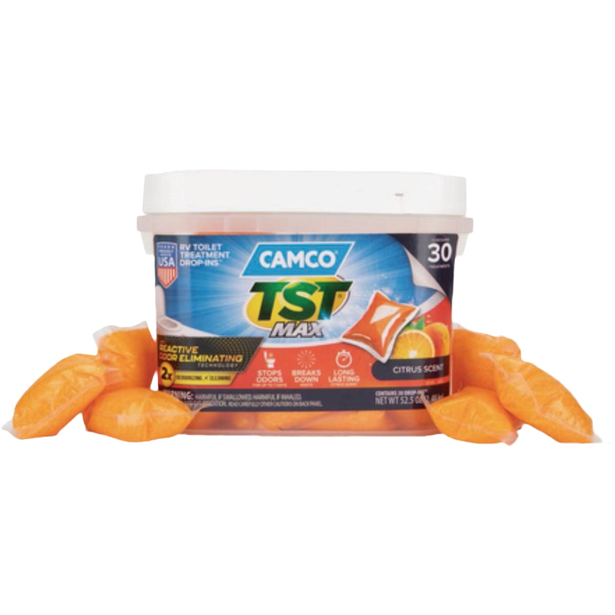 Camco TST Max RV Toilet Treatment Drop ins, Orange (30-Pack)