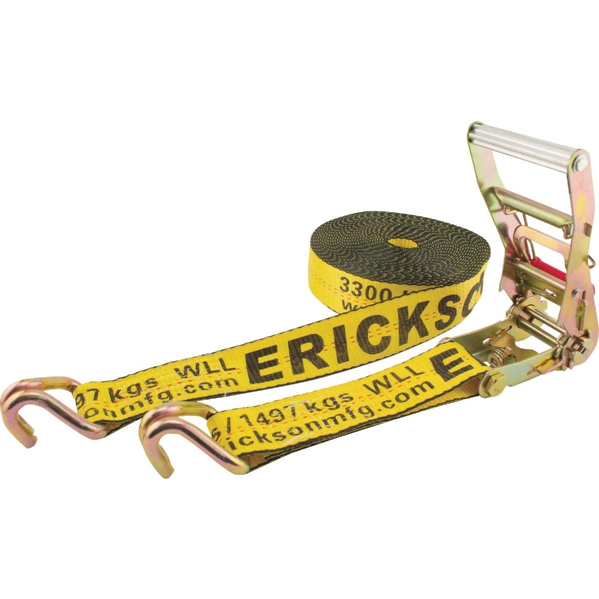 Erickson 2 In. x 30 Ft. 10,000 Lb. Long Handle Ratchet Double J-Hooks W/Bonus Web Clamp