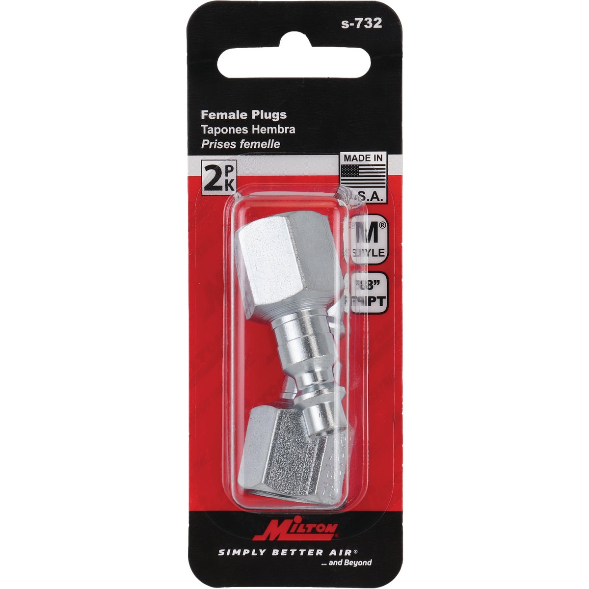 Milton 3/8 In. FNPT M-Style Plug (2-Pack)