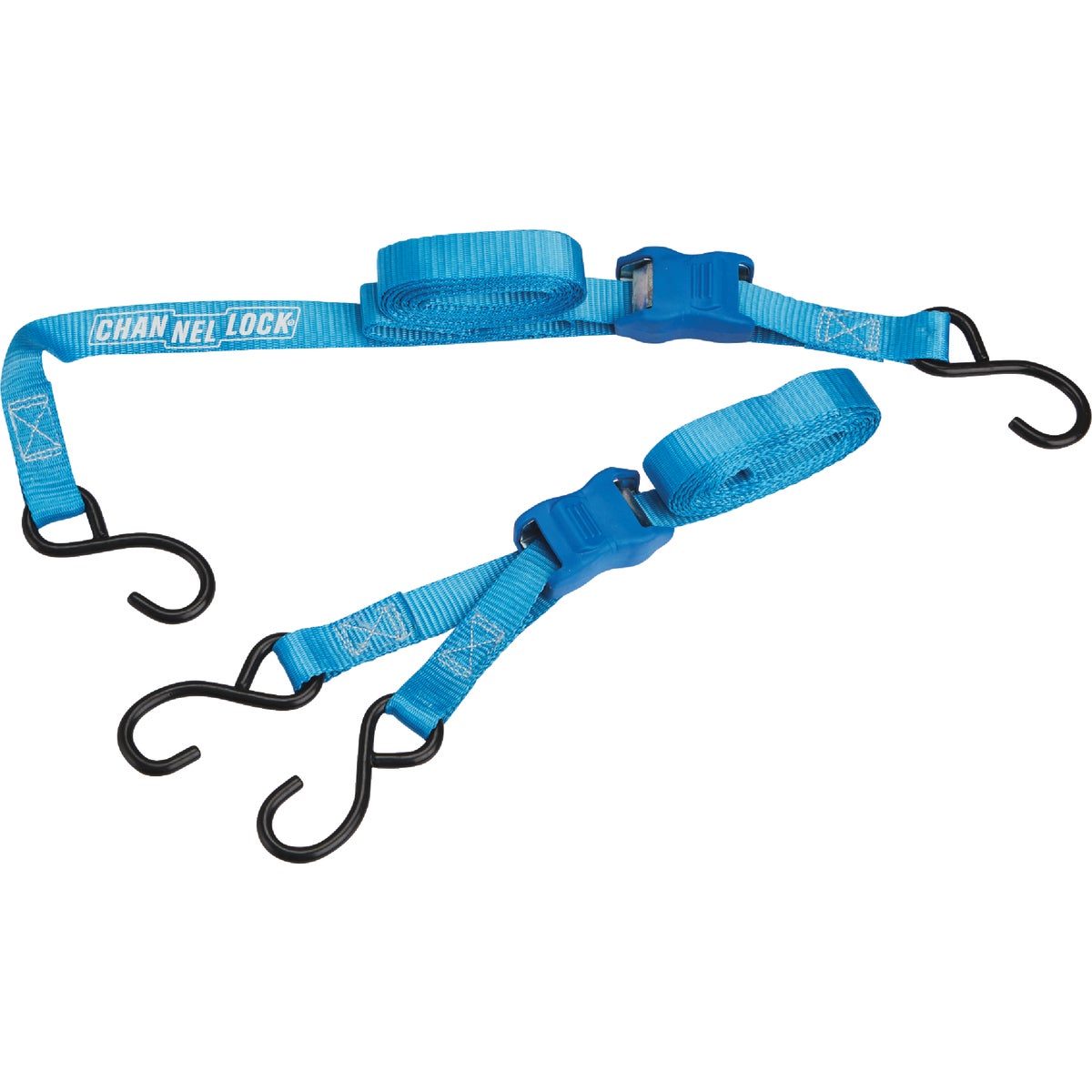 Channellock 2-Piece Cam Buckle Tie Down Strap With S Hooks