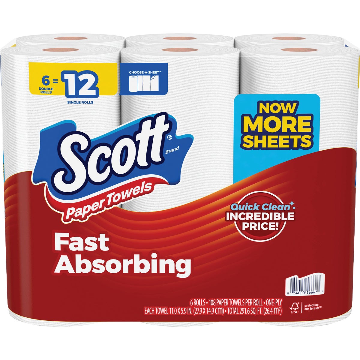 Scott Choose-A-Sheet Paper Towel (6 Double Roll)