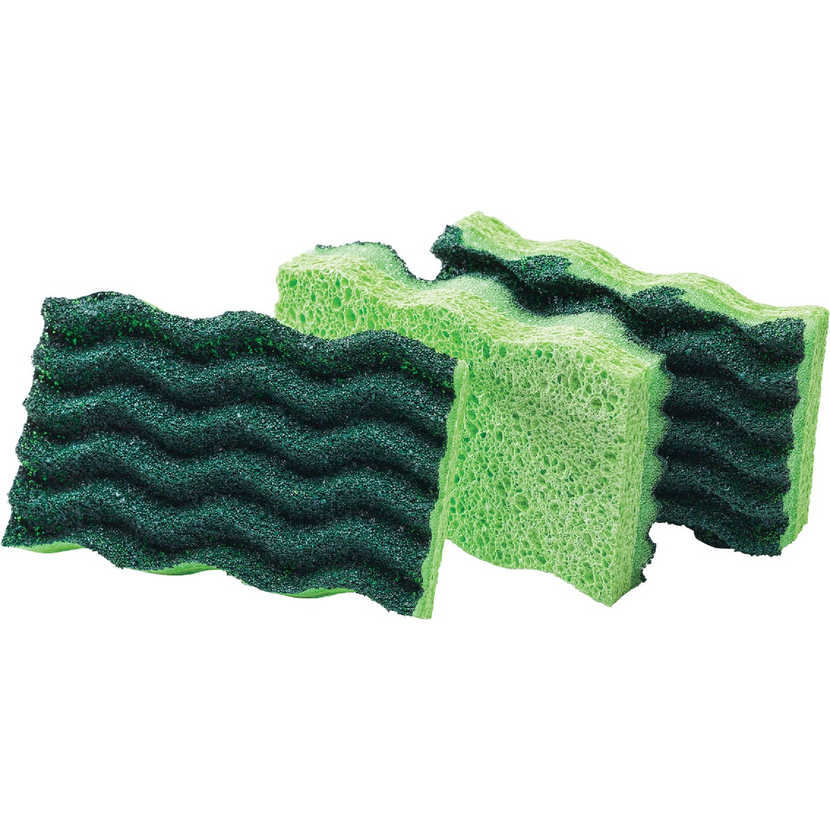 Libman 4.5 In. x 3 In. Yellow & Green Heavy Duty Scrub Heavy Duty Sponge (3-Count)