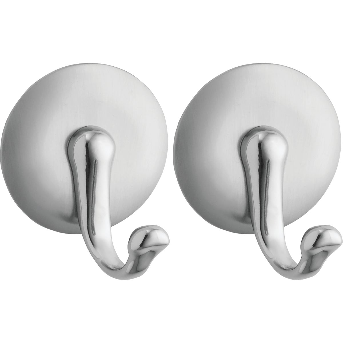 iDesign York Round Silver Metal Adhesive Hook (2-Pack)