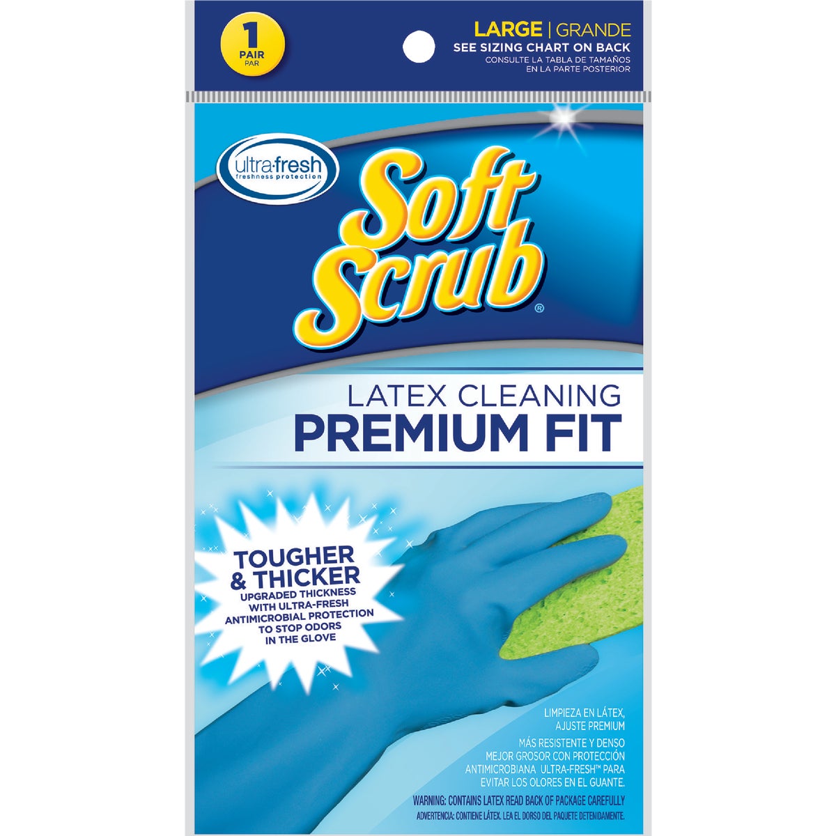 Soft Scrub Large Premium Fit Latex Rubber Glove