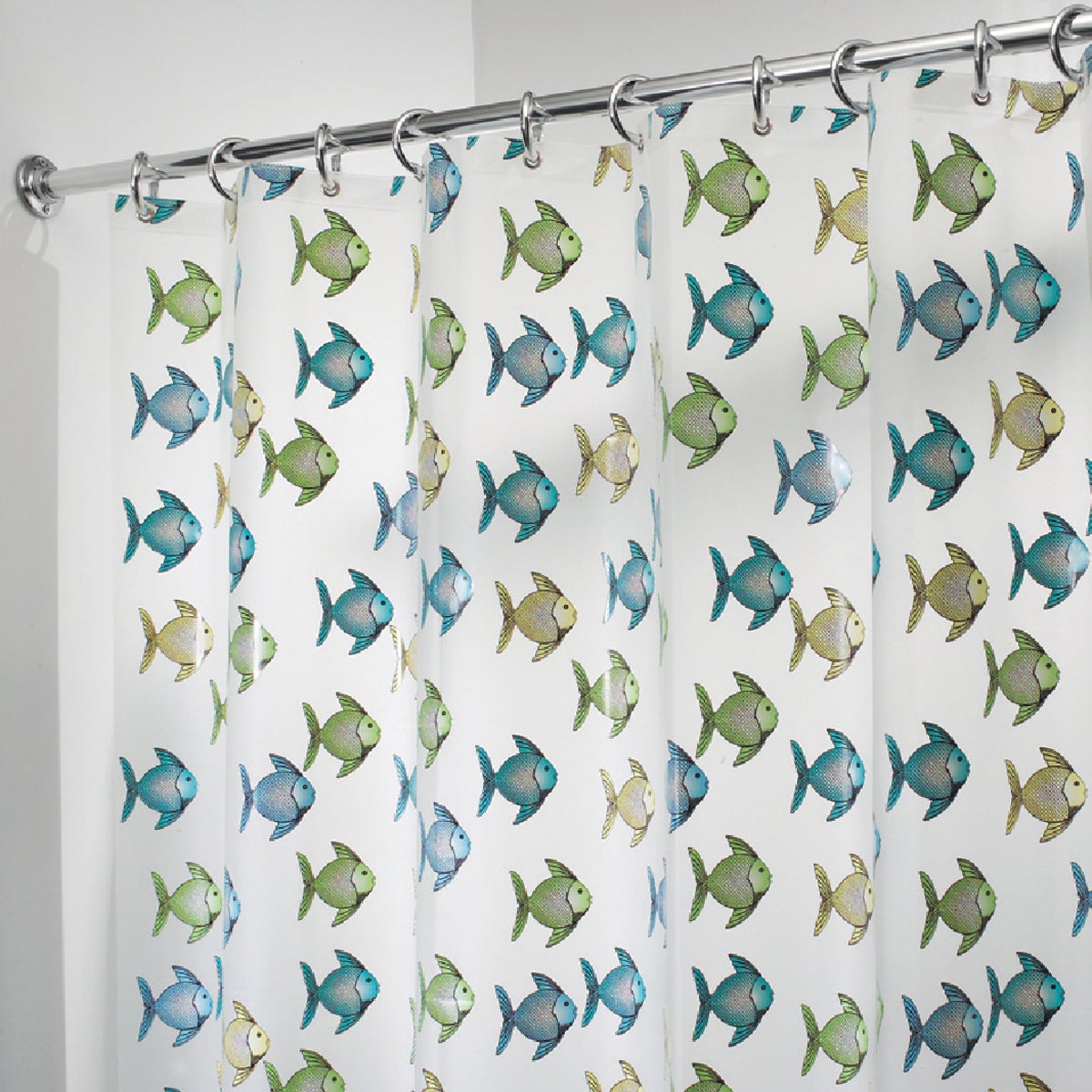 iDesign York Graphic 72 In. x 72 In. Blue/Green Fish Eva Shower Curtain