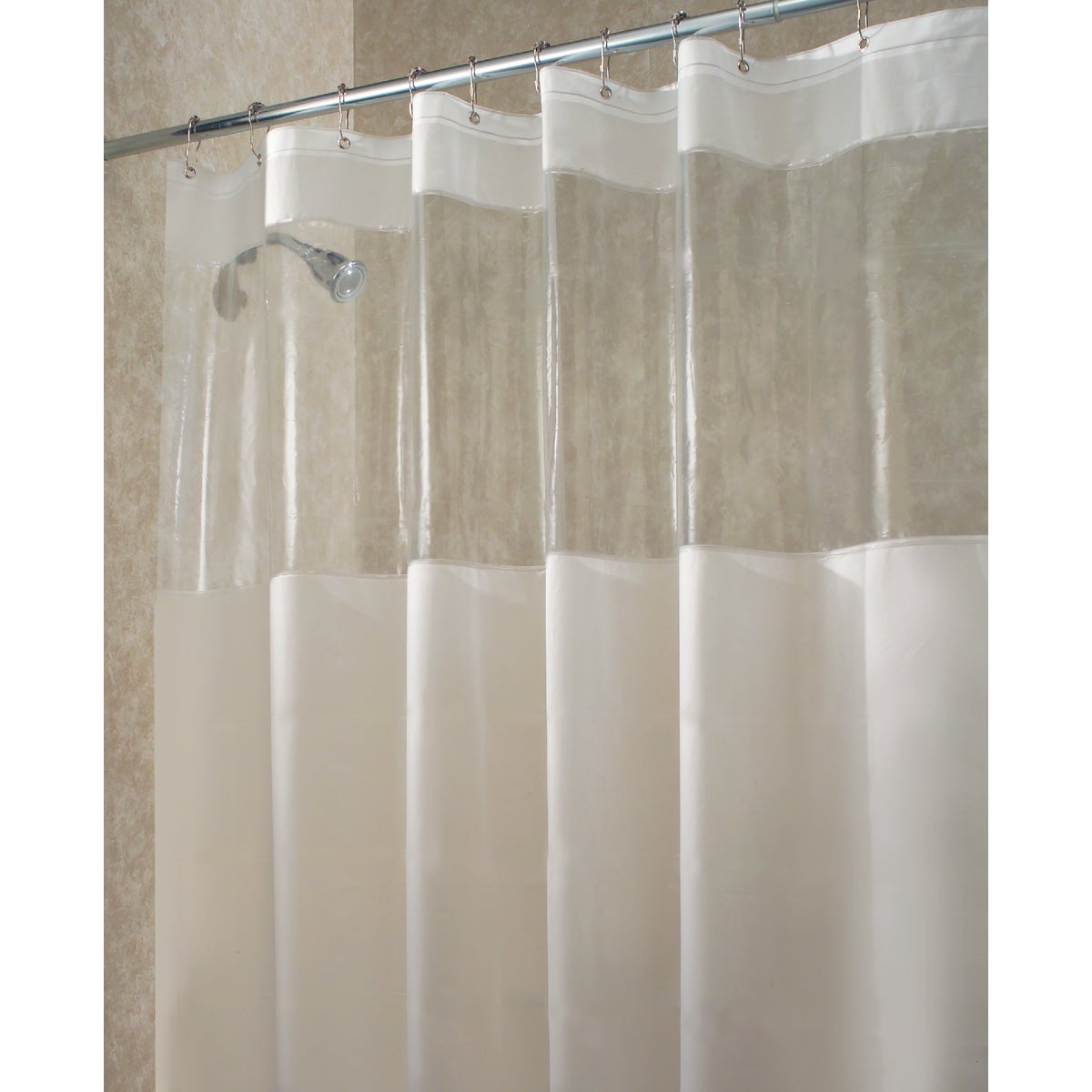 iDesign York Graphic 72 In. x 72 In. Frosted/Clear Eva Shower Curtain