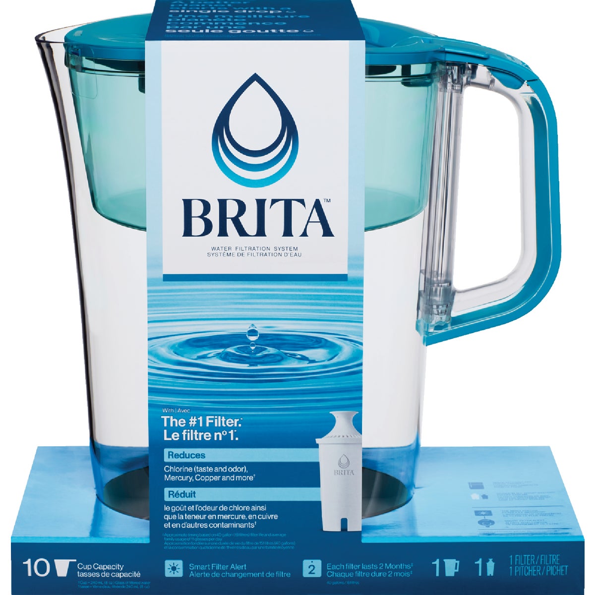 Brita Large Tahoe Teal 10-Cup Water Filter Pitcher