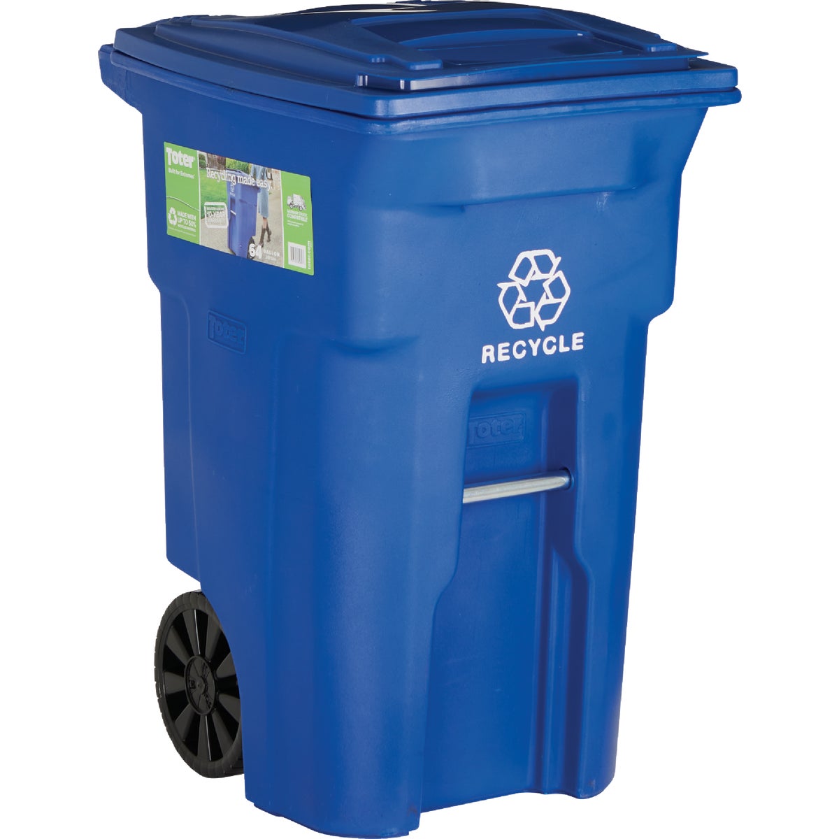 Toter 64 Gal. Recycling Trash Can with Lid