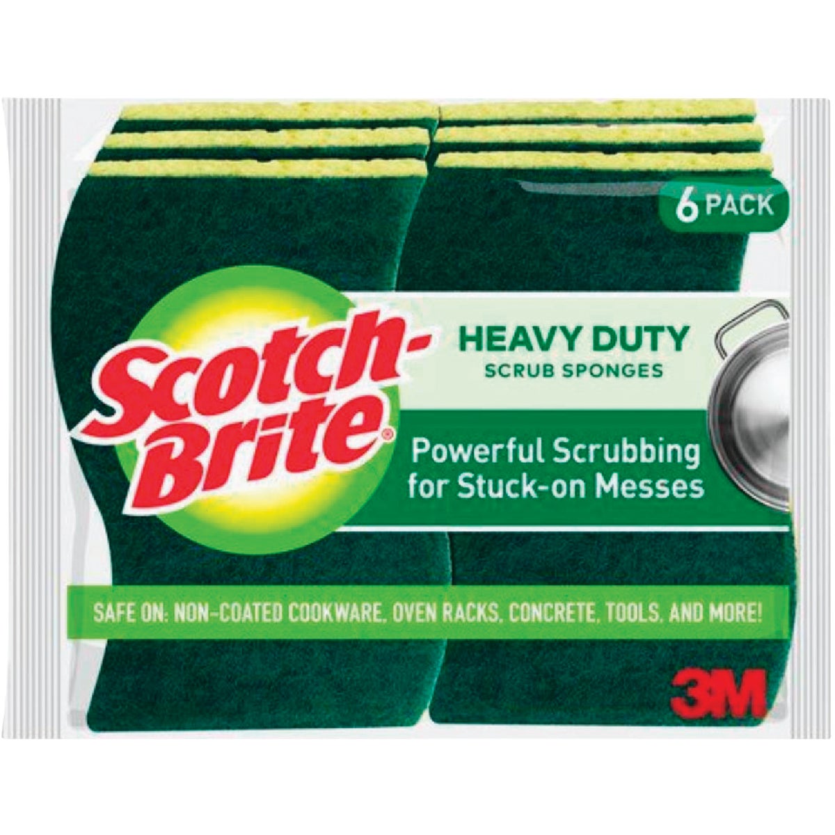 Scotch-Brite 4.5 In. x 2.7 In. Green Heavy Duty Scrub Heavy Duty Sponge (6-Count)