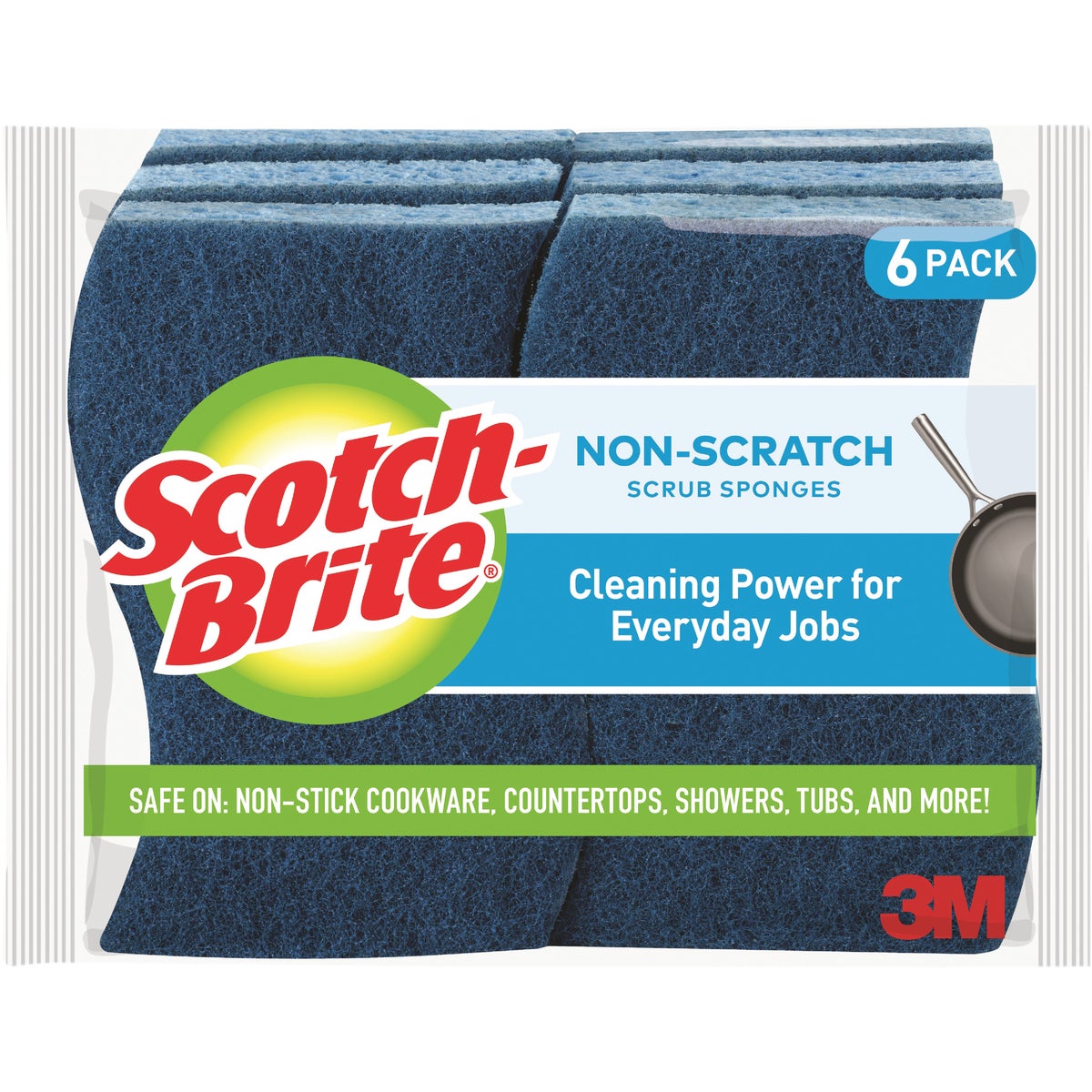Scotch-Brite 4.4 In. x 2.6 In. Blue Scratch Free Scrub Sponge (6-Count)
