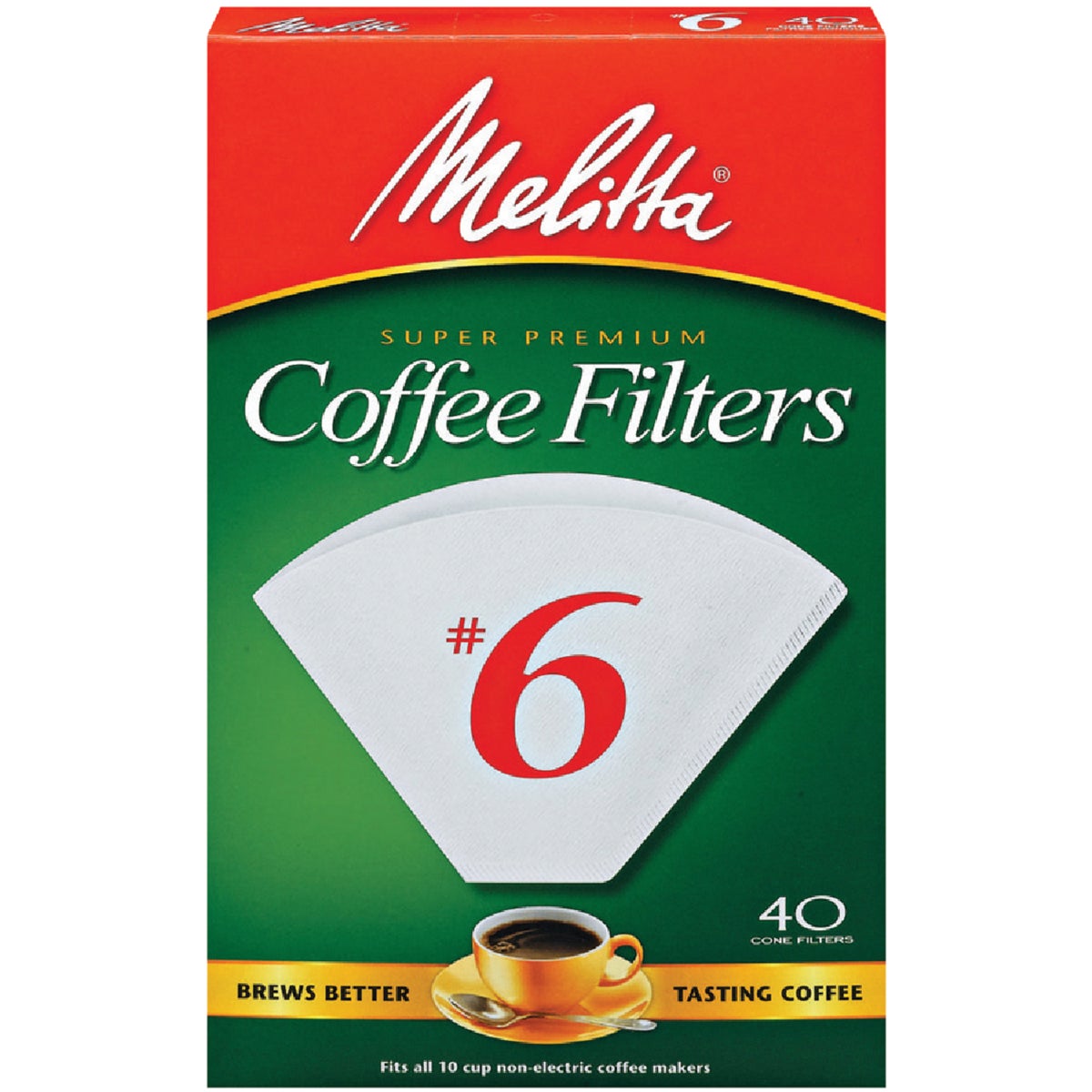 Melitta #6 Cone 8-12 Cup Coffee Filter (40-Pack)