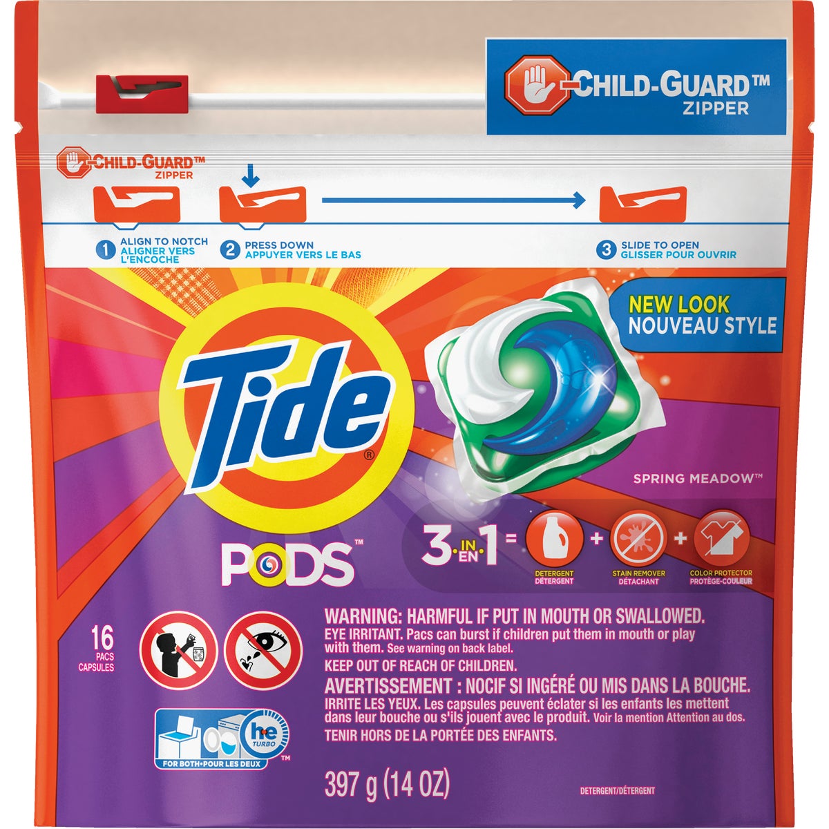 Tide Pods Spring Meadow Child-Guard Zipper Laundry Detergent (16-Count)
