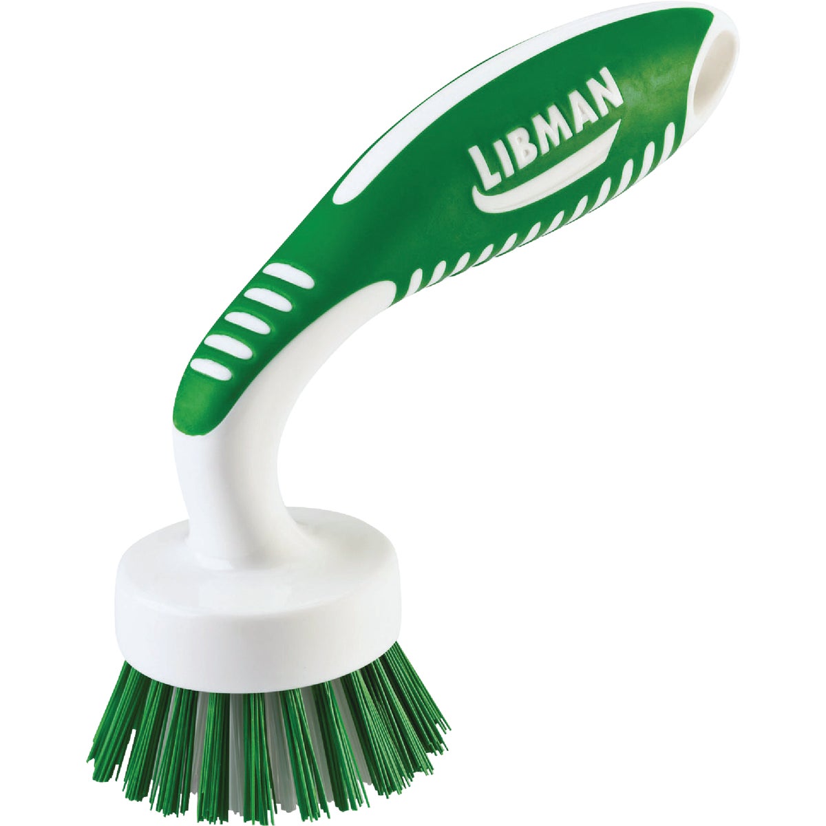 Libman White & Green Polymer 8 In. Ergonomic Rubber Grip Dish Brush