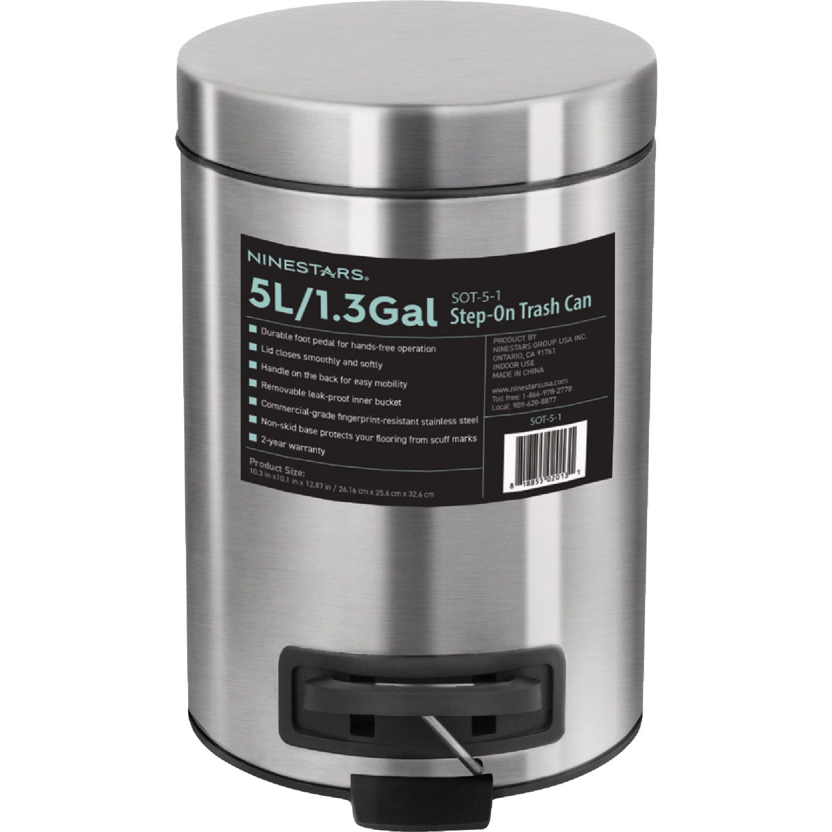 Honey Can Do 5 Liter Stainless Steel Step-On Wastebasket
