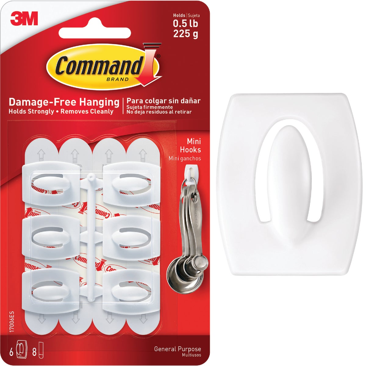 Command White Mini Adhesive Hook (6-Pack)