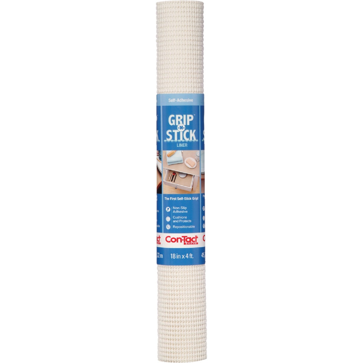 Con-Tact Grip-N-Stick 18 In. x 4 Ft. White Self-Adhesive Shelf Liner