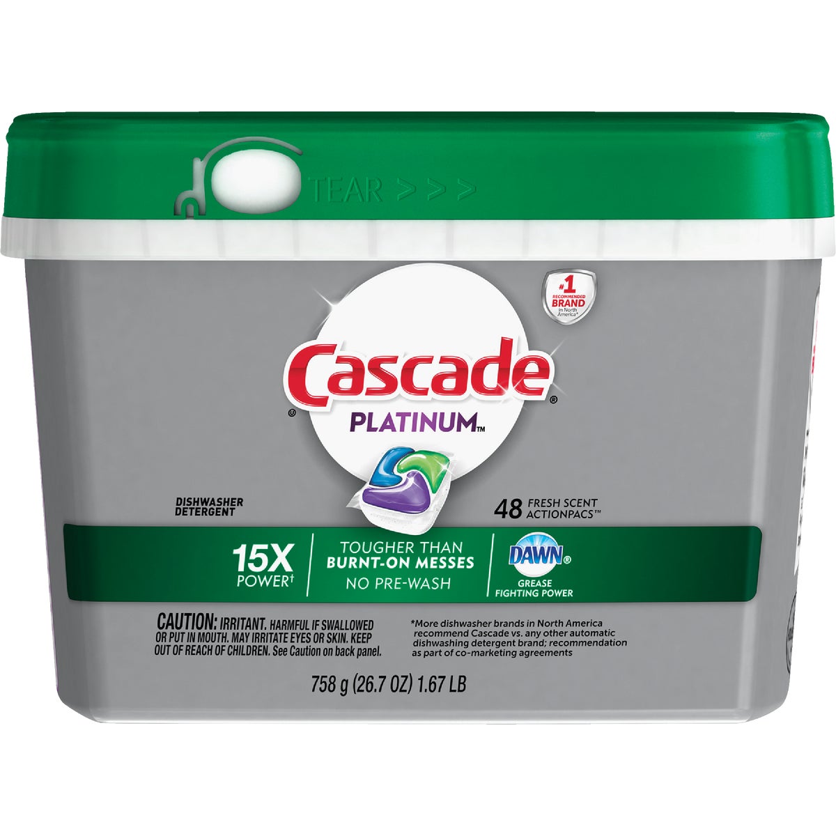 Cascade Platinum Action Pacs Fresh Dishwasher Detergent Tabs (48 Count)