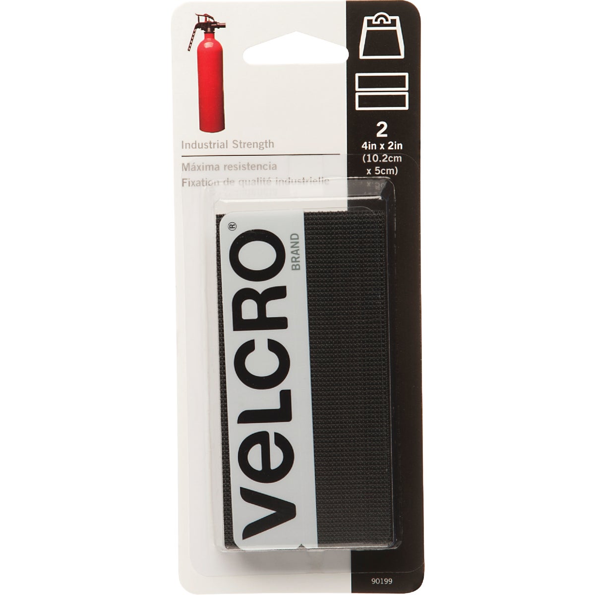 VELCRO Brand 2 In. x 4 In. Black Industrial Strength Hook & Loop Strip (2 Ct.)
