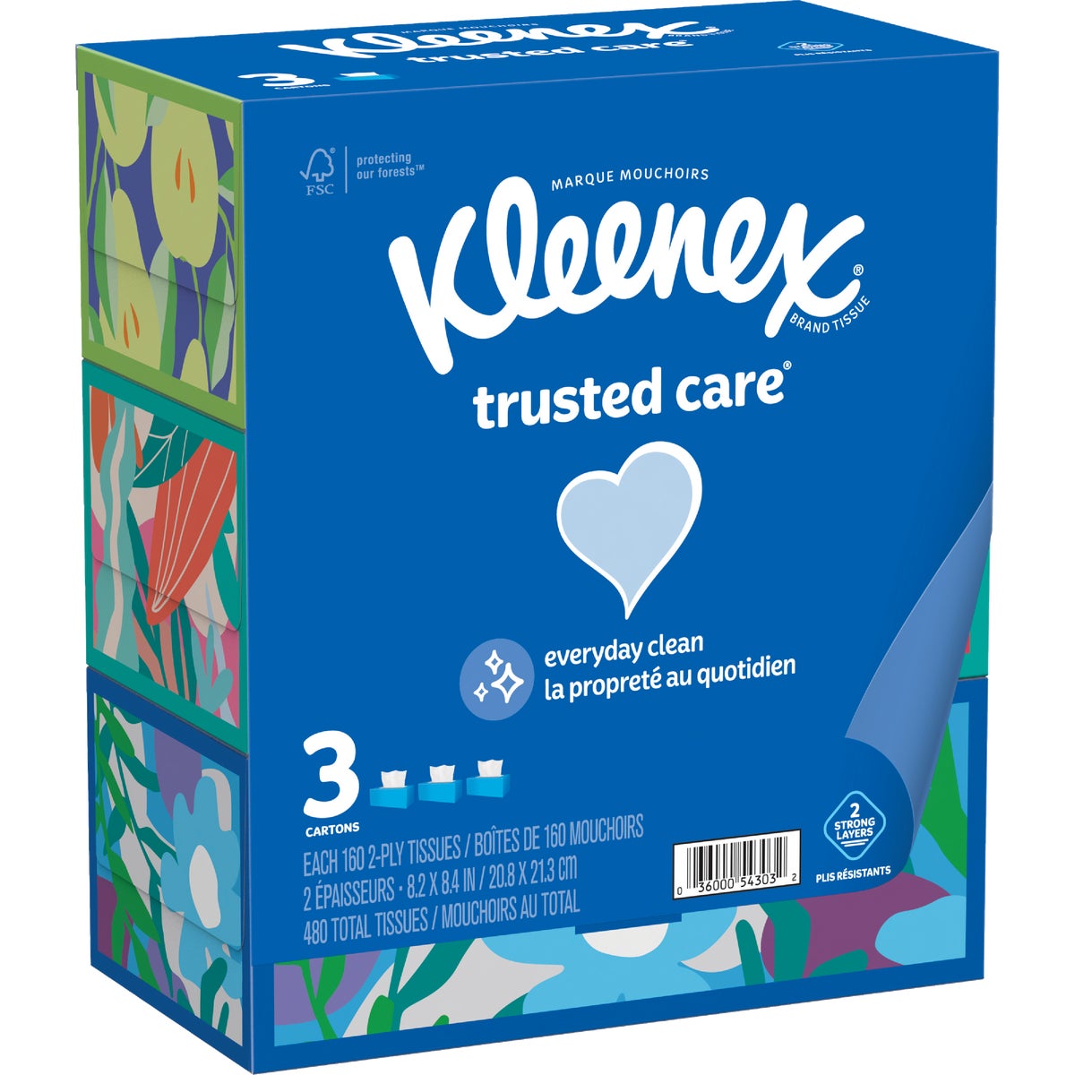 Kleenex Trusted Care 160 Count 2-Ply White Facial Tissue (3-Pack)
