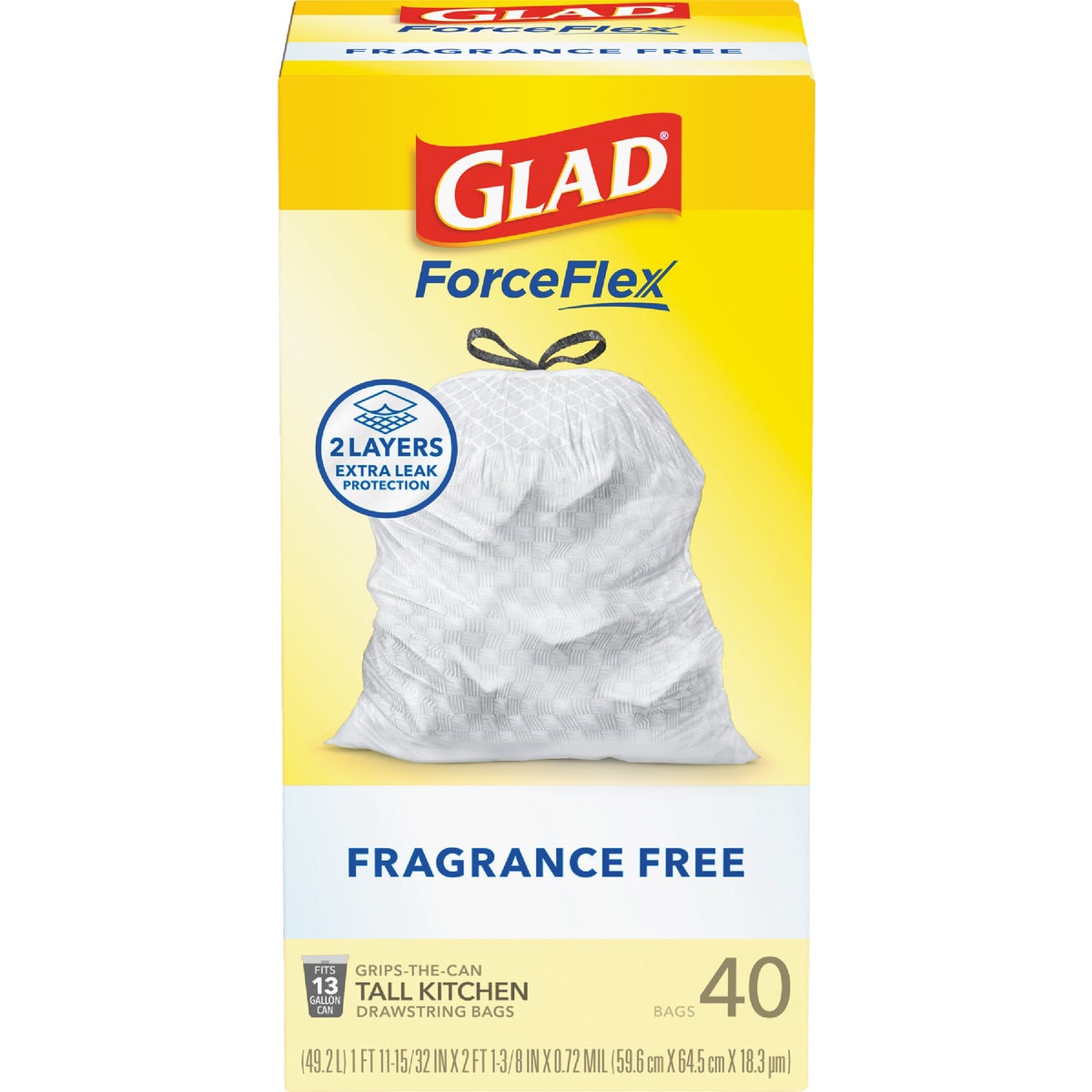 Glad 13 Gal. Tall Kitchen White Reinforced Strength Trash Bag (45-Count)