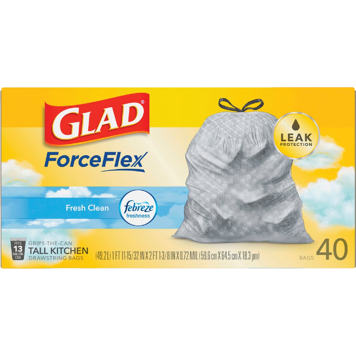 Glad Febreze 13 Gal. Fresh Scent Tall Kitchen White Trash Bag (40-Count)