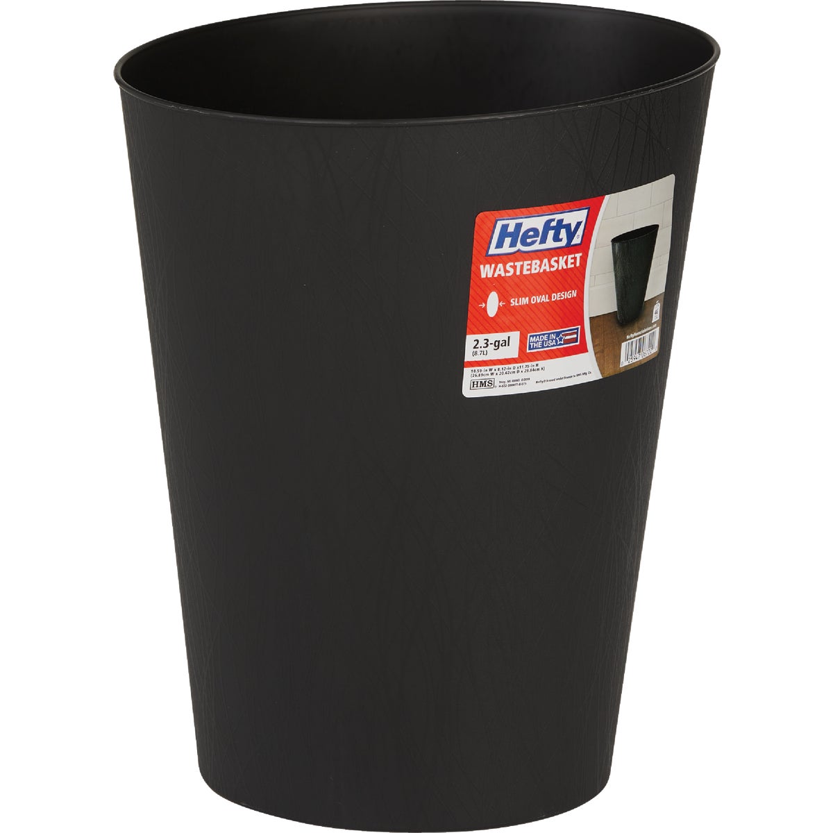 Hefty 2.3 Gal. Black Wastebasket