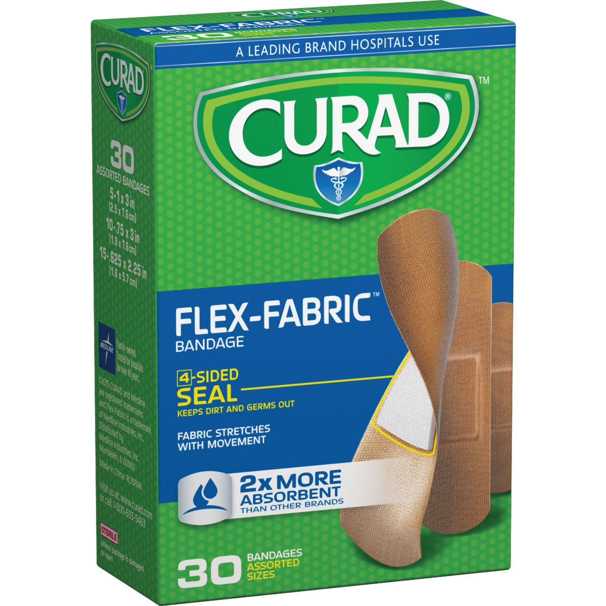 Curad Flex-Fabric Assorted Sizes Bandages, (30 Ct.)