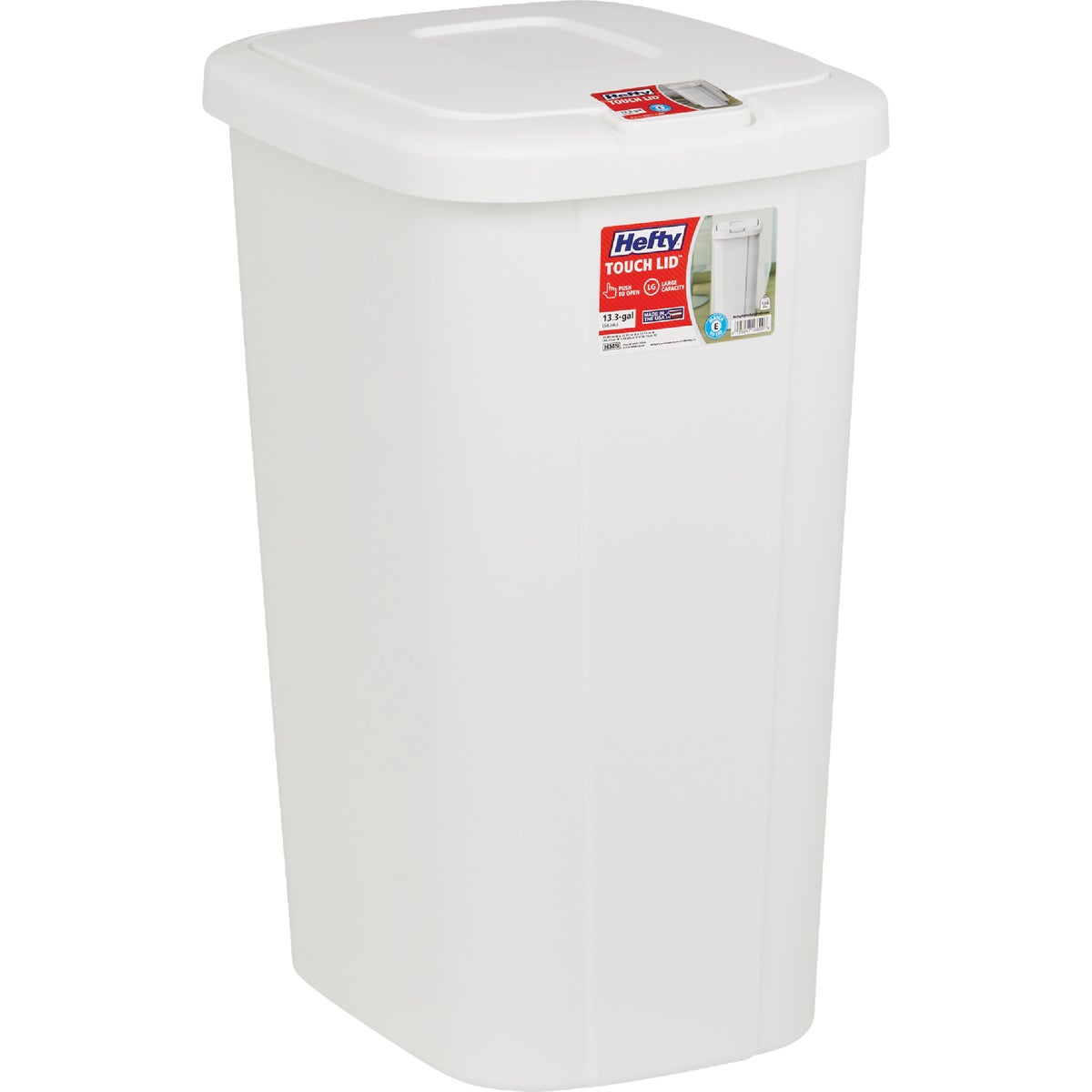 Hefty 53 Qt. White Wastebasket with Lid