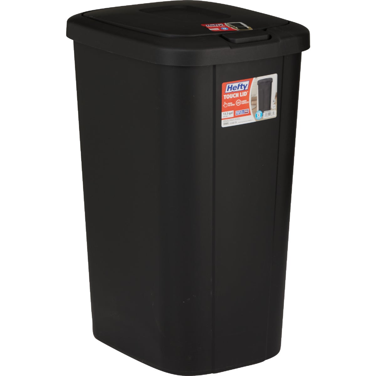 Hefty 53 Qt. Black Wastebasket with Lid