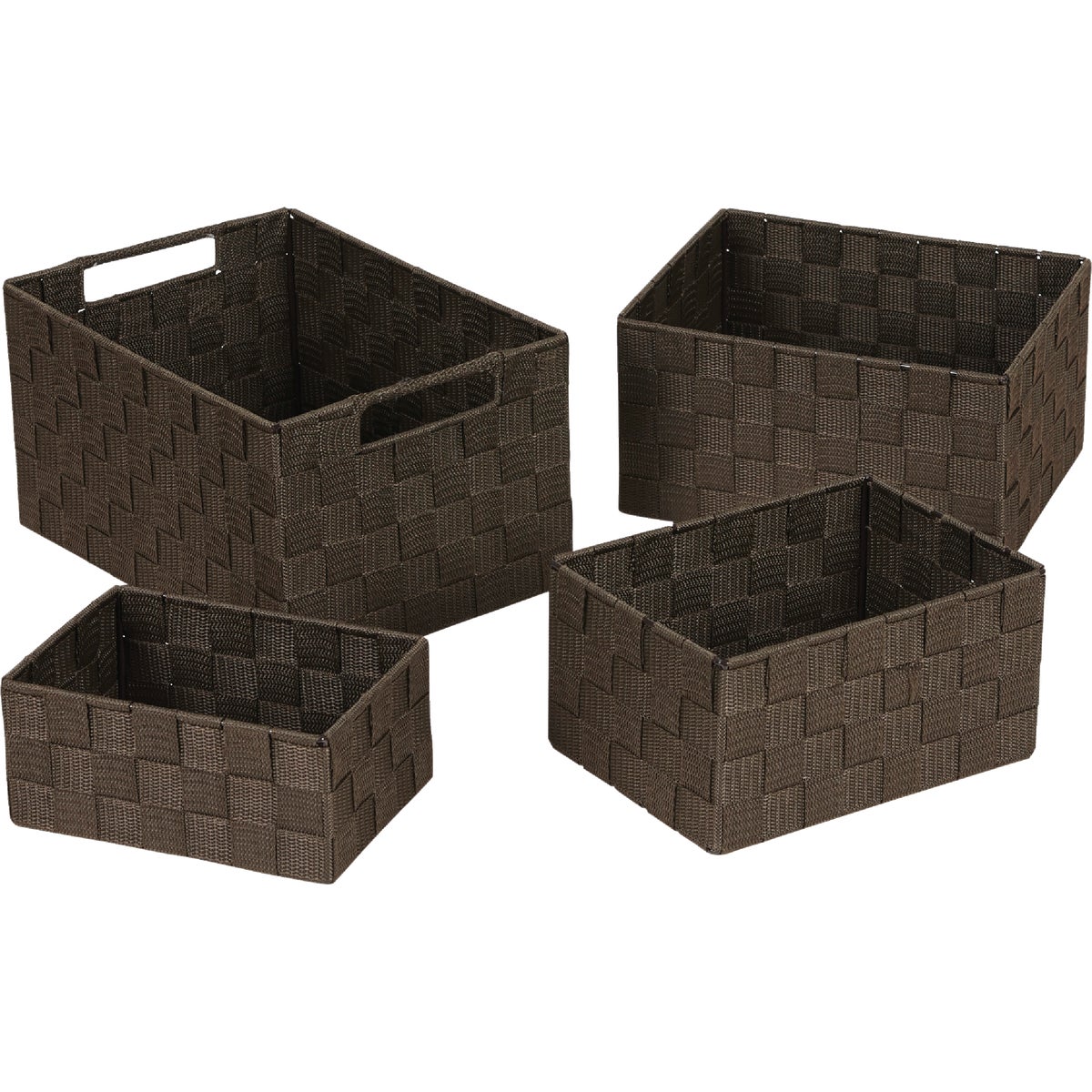 Home Impressions 4-Piece Woven Storage Basket Set, Brown