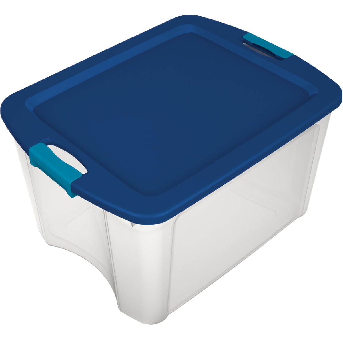 Sterilite 18 Gal. Clear Base with Blue Latch & Carry Storage Tote
