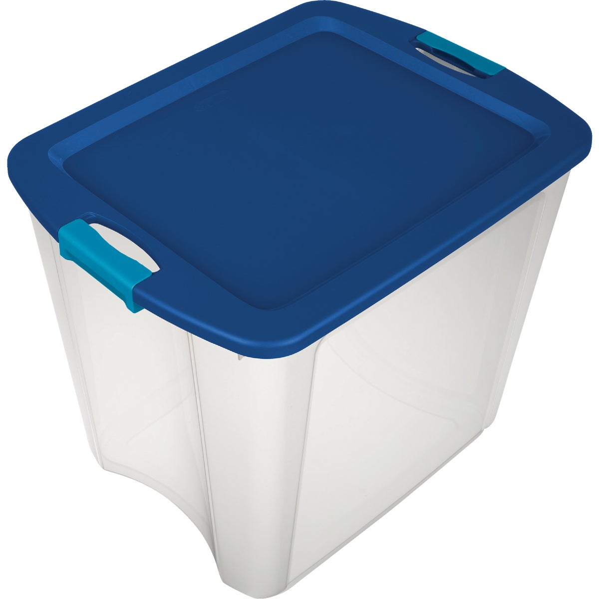 Sterilite 26 Gal. Clear Base with Blue Latch & Carry Storage Tote