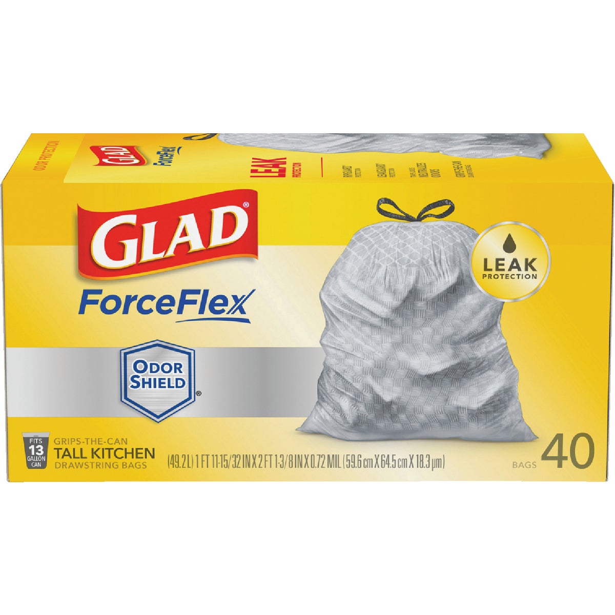 Glad ForceFlex Plus 13 Gal. Tall Kitchen White Trash Bag (40-Count)