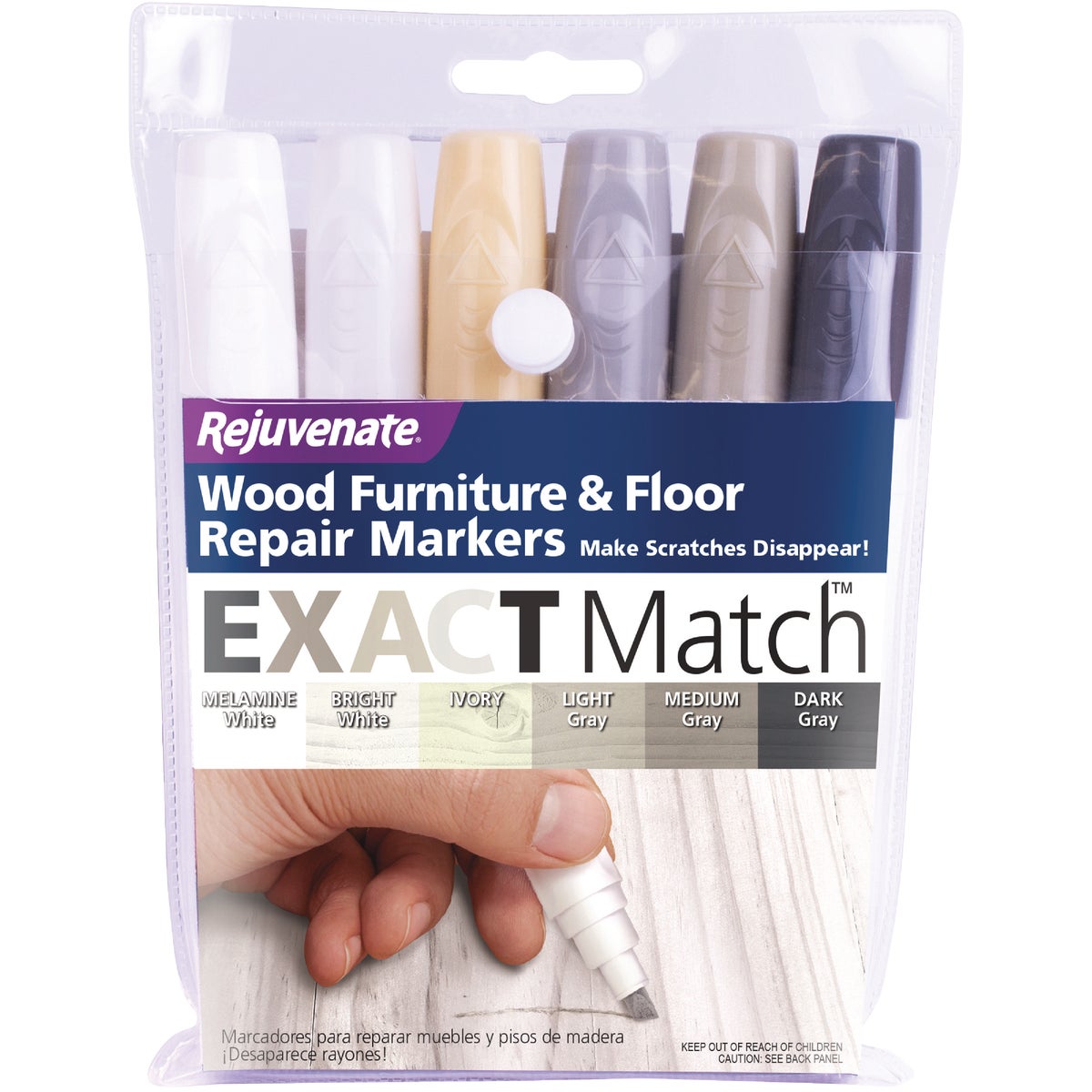 Rejuvenate Exact Match Whites & Grays Wood Furniture & Floor Repair Markers (6-Pack)